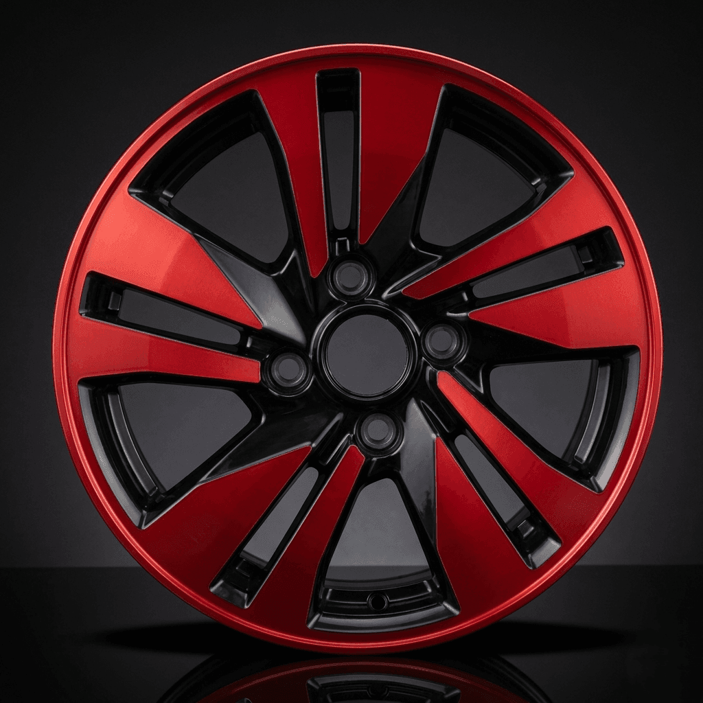 Red and black dual-tone alloy wheel