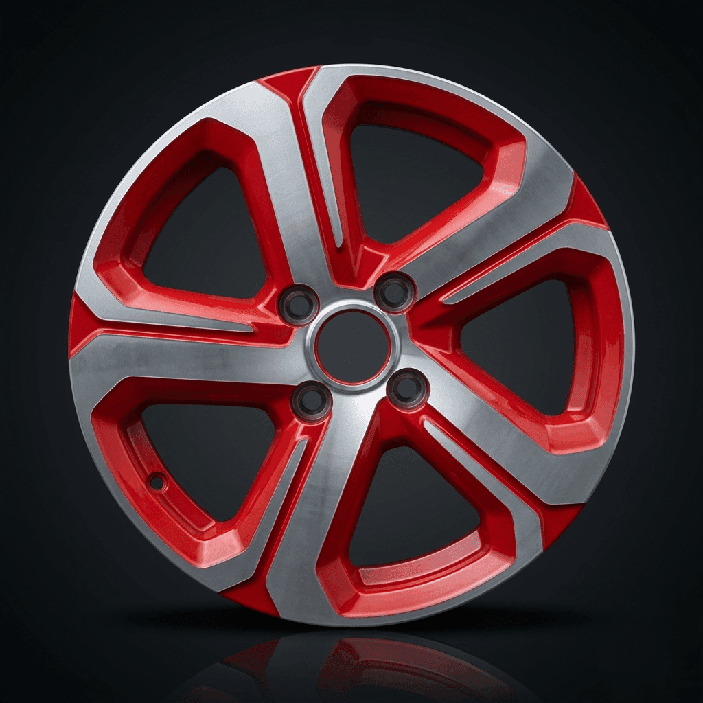 Red and silver diamond-cut sport alloy wheel